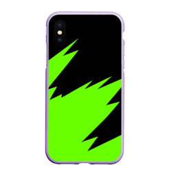 Чехол для iPhone XS Max матовый Черно-зеленый узор