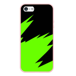 Чехол для iPhone 5/5S матовый Черно-зеленый узор
