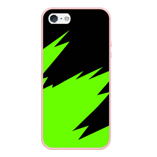 Чехол для iPhone 5/5S матовый Черно-зеленый узор, цвет светло-розовый