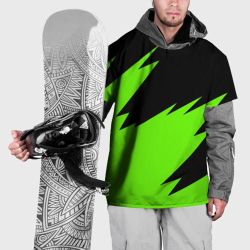 Накидка на куртку 3D Черно-зеленый узор, цвет 3D печать