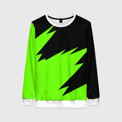 Женский свитшот 3D Черно-зеленый узор