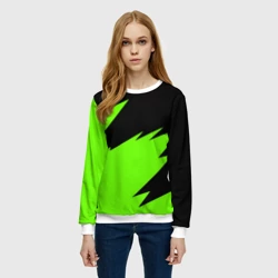Женский свитшот 3D Черно-зеленый узор - фото 2