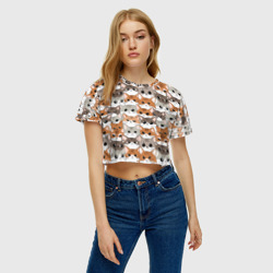 Женская футболка Crop-top 3D Паттерн милые котики - фото 2