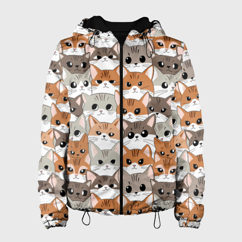 Женская куртка 3D с принтом Паттерн милые котики, вид спереди #2