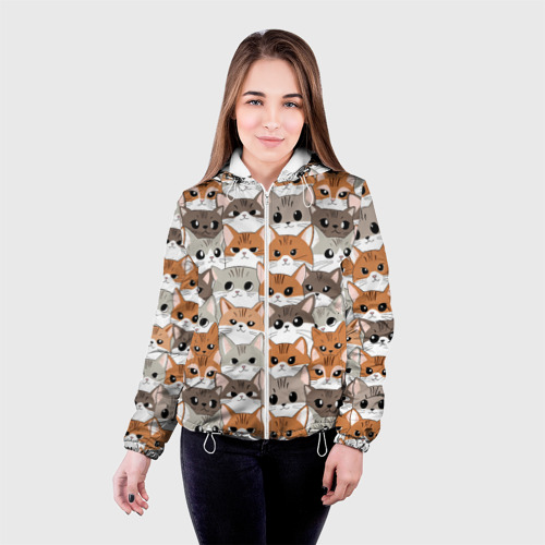 Женская куртка 3D Паттерн милые котики, цвет белый - фото 3