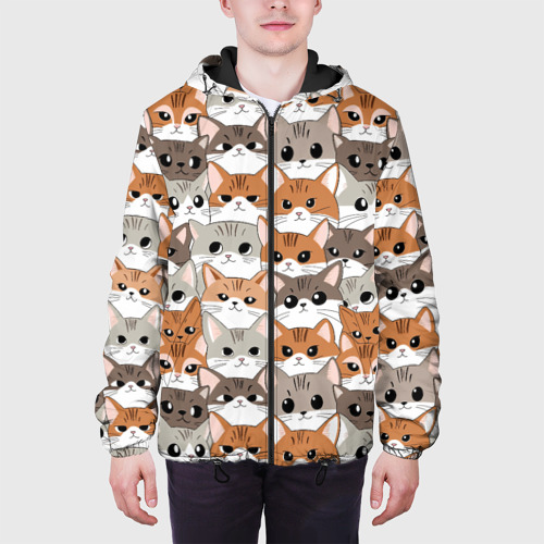 Мужская куртка 3D с принтом Паттерн милые котики, вид сбоку #3