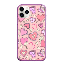 Чехол для iPhone 11 Pro Max матовый Many hearts