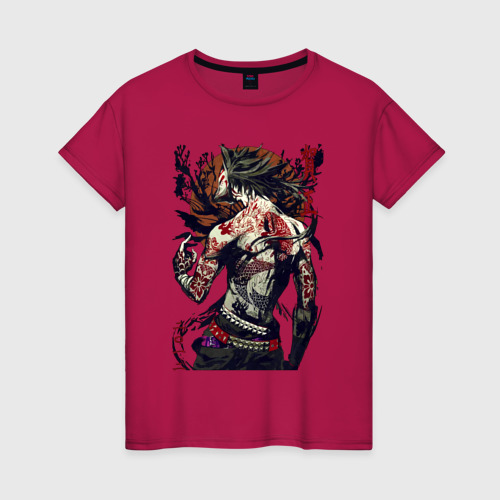 Женская футболка хлопок с принтом Japan demon, вид спереди #2