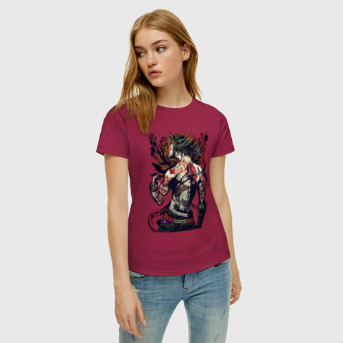 Женская футболка хлопок с принтом Japan demon, фото на моделе #1