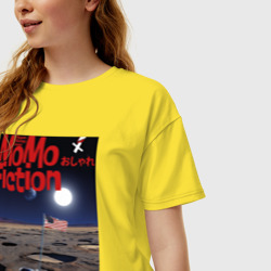 Женская футболка хлопок Oversize Momo - Первые на Луне - фото 2