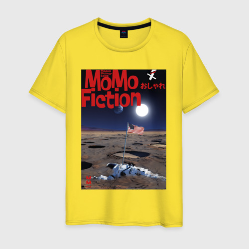 Мужская футболка хлопок Momo - Первые на Луне, цвет желтый