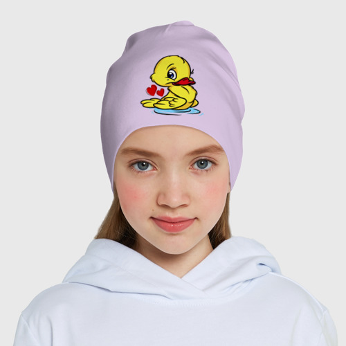Детская шапка демисезонная Duckling hearts, цвет лаванда - фото 5