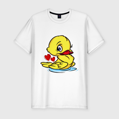 Мужская футболка хлопок Slim Duckling hearts, цвет белый