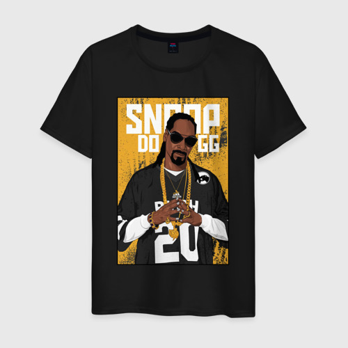 Мужская футболка хлопок с принтом Snoop dogg с цепями, вид спереди #2