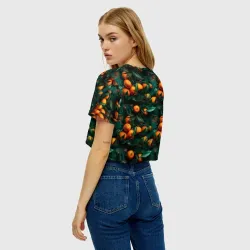 Женская футболка Crop-top 3D Яркие апельсины - фото 4