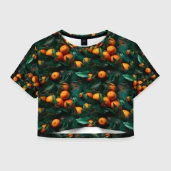 Женская футболка Crop-top 3D Яркие апельсины