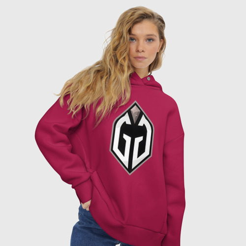 Женское худи Oversize хлопок Gaimin Gladiators logo, цвет маджента - фото 4