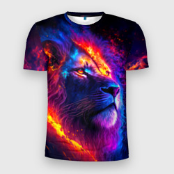 Мужская футболка 3D Slim Космический галактический лев