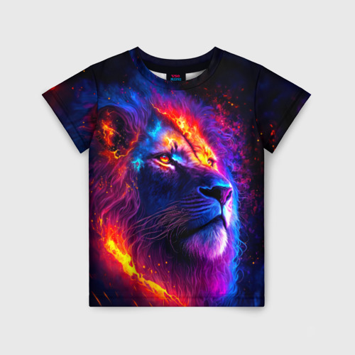Детская футболка 3D Космический галактический лев, цвет 3D печать