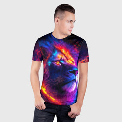 Мужская футболка 3D Slim Космический галактический лев - фото 2