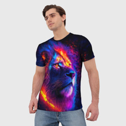 Мужская футболка 3D Космический галактический лев - фото 2