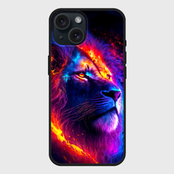 Чехол силиконовый для Apple iPhone 15 матовый Космический галактический лев