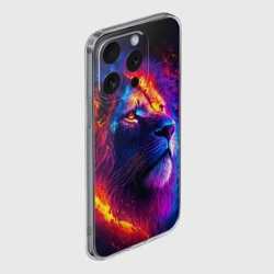 Чехол для iPhone 15 Pro Max силиконовый с защитой камеры Космический галактический лев - фото 2