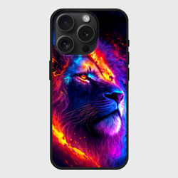 Чехол силиконовый для Apple iPhone 15 Pro матовый Космический галактический лев