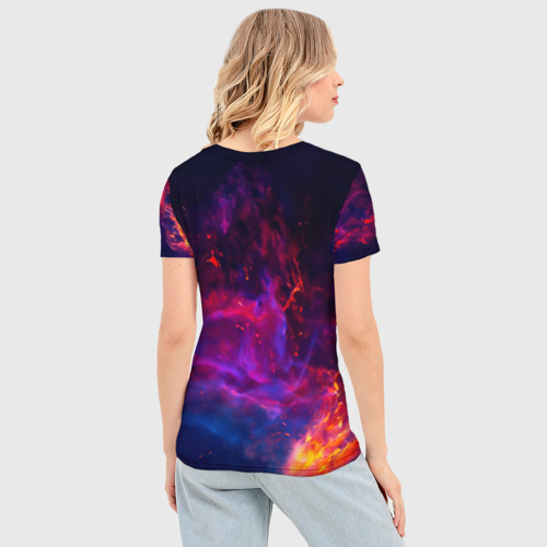 Женская футболка 3D Slim Космический галактический лев, цвет 3D печать - фото 4
