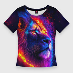 Женская футболка 3D Slim Космический галактический лев