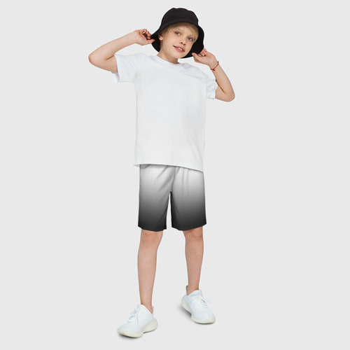 Детские спортивные шорты 3D с принтом Бело-чёрный градиент, фото на моделе #1