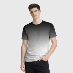 Мужская футболка 3D Black and white gradient - фото 2