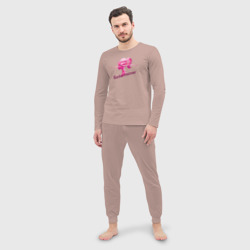 Мужская пижама с лонгсливом хлопок Barbenheimer мем - фото 2