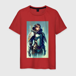 Крутая девчонка-рыцарь - готика - нейросеть – Мужская футболка хлопок с принтом купить со скидкой в -20%