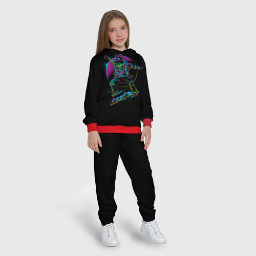 Детский костюм с толстовкой с принтом Космический панк скейтер, вид сбоку #3