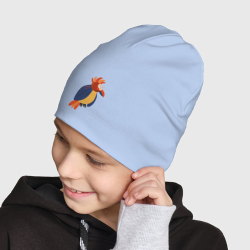 Детская шапка демисезонная Веселый попугай, цвет мягкое небо - фото 4