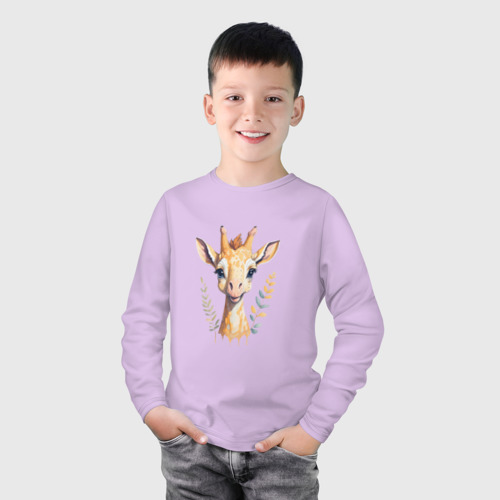 Детский лонгслив хлопок Милый жираф, цвет лаванда - фото 3