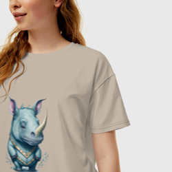 Женская футболка хлопок Oversize Малыш носорог - фото 2