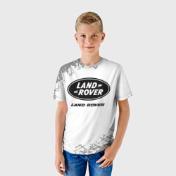 Детская футболка 3D Land Rover Speed на светлом фоне со следами шин - фото 2