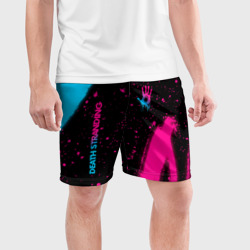 Мужские шорты спортивные Death Stranding - neon gradient: надпись, символ - фото 2