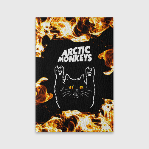 Обложка для паспорта матовая кожа Arctic Monkeys рок кот и огонь