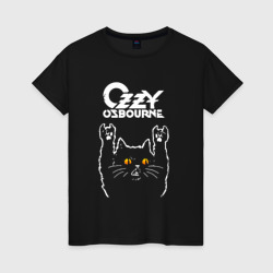 Женская футболка хлопок Ozzy Osbourne rock cat