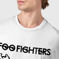 Футболка с принтом Foo Fighters - rock cat для мужчины, вид на модели спереди №4. Цвет основы: белый