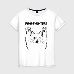 Женская футболка хлопок Foo Fighters - rock cat