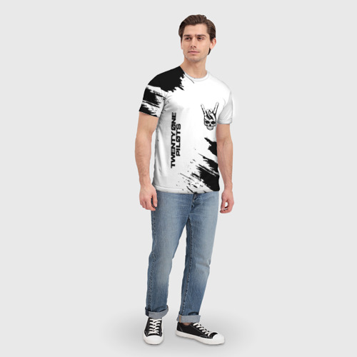 Мужская футболка 3D Twenty One Pilots и рок символ на светлом фоне, цвет 3D печать - фото 5