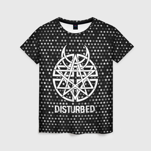 Женская футболка 3D Disturbed glitch на темном фоне, цвет 3D печать