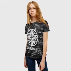 Женская футболка 3D Disturbed glitch на темном фоне - фото 2