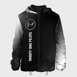 Мужская куртка 3D Twenty One Pilots glitch на темном фоне: по-вертикали