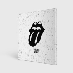 Холст квадратный Rolling Stones glitch на светлом фоне