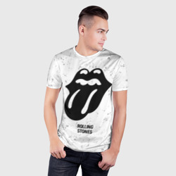 Мужская футболка 3D Slim Rolling Stones glitch на светлом фоне - фото 2